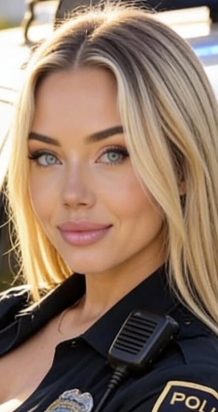 Portrait of a smiling female police officer in uniform.