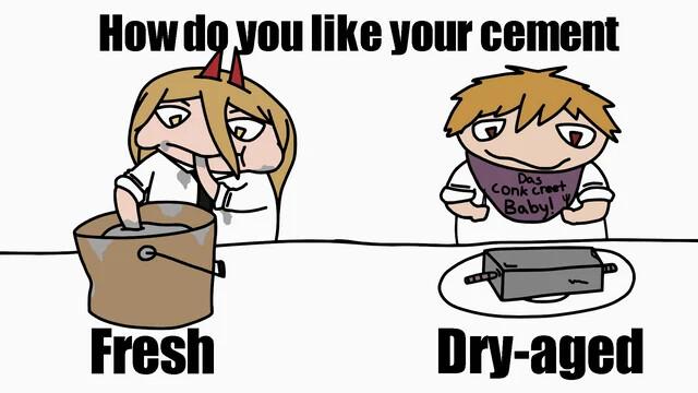 Howdg you like your cement Fresh Dry aged