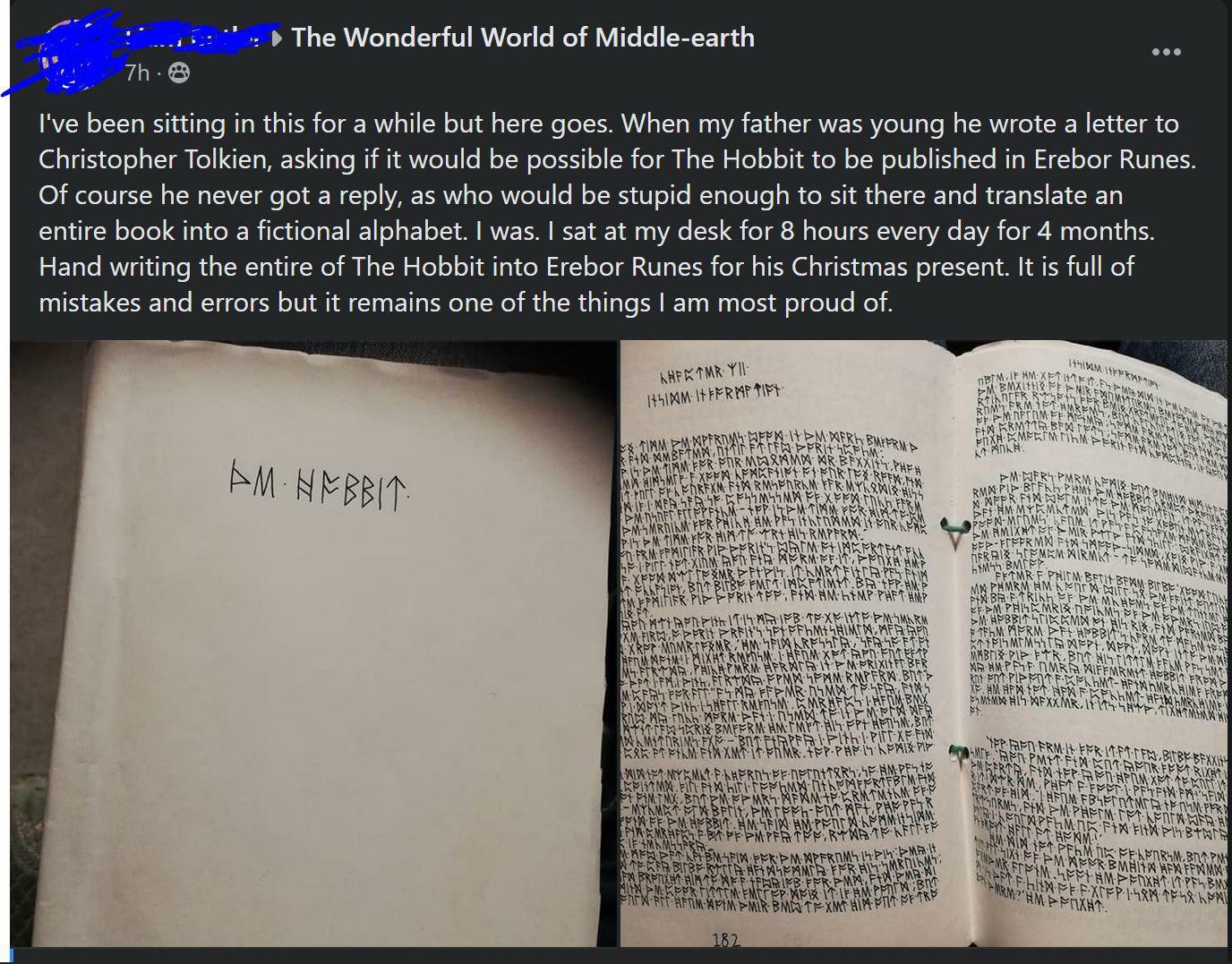 The Wonderful World of Middle earth Ive been sitting in this for a while but here goes When my father was young he wrote a letter to Ty oTe o YTa o Ta METS X To Wi M1 7o V1 o W eT NoTe XSS o N eT g o TN g o o oTi M Ho N oTNo1 o g TTo ITe W I oTe Tl VT TEH Xelo VTN TN TV e oA W o VAR ISAVY s ToROVo 10 o o TSR0 e Y YolTe s e RS A i g IT W Yo Te R T S E LWy entire book into a fictional alphabet was s