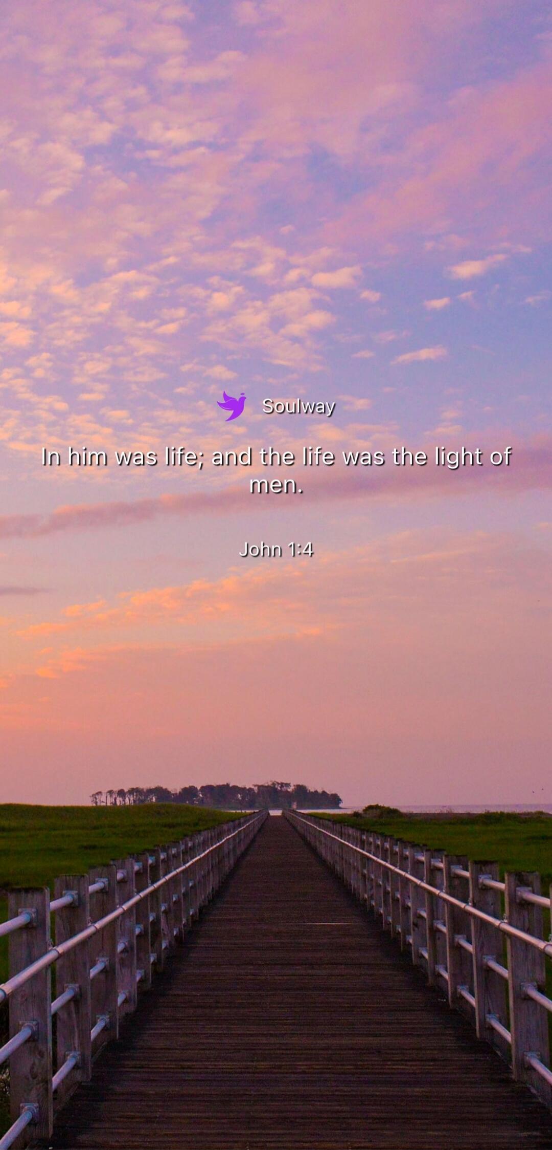 Soulway In him was life; and the life was the light of men. John 1:4