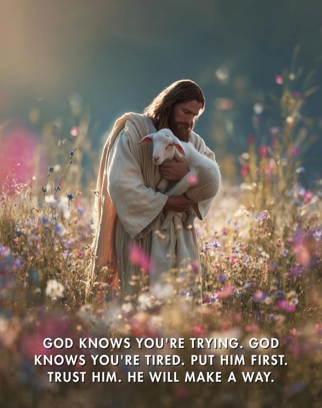 GOD KNOWS YOU'RE TRYING. GOD KNOWS YOU'RE TIRED. PUT HIM FIRST. TRUST HIM. HE WILL MAKE A WAY.