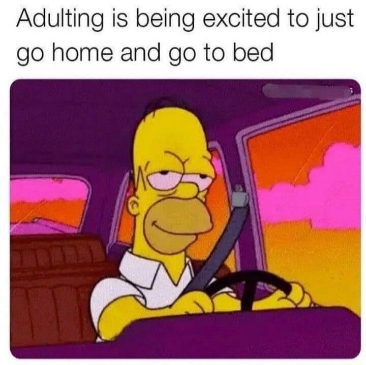 Adulting is being excited to just go home and go to bed