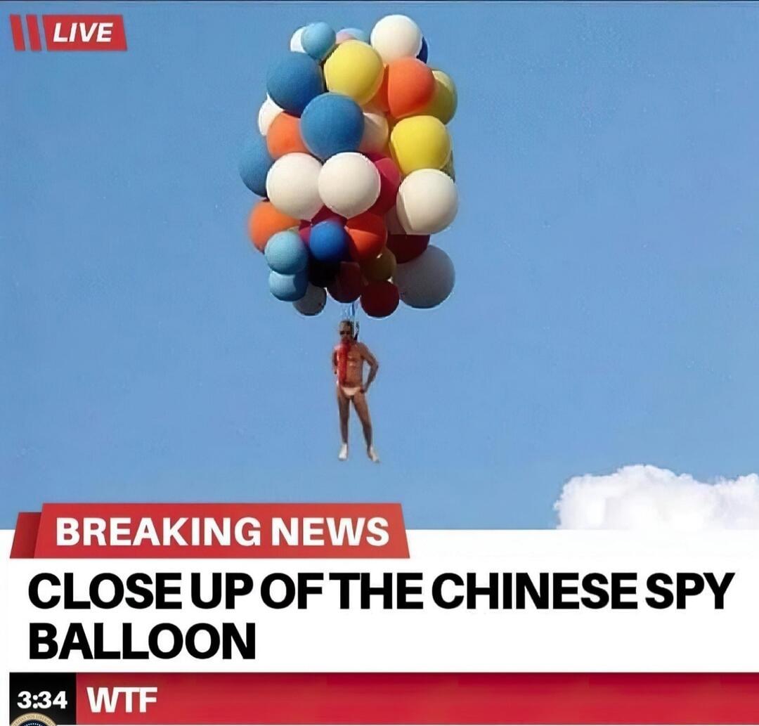 LIVE BREAKING NEWS CLOSE UP OF THE CHINESE SPY BALLOON 3:34 WTF
