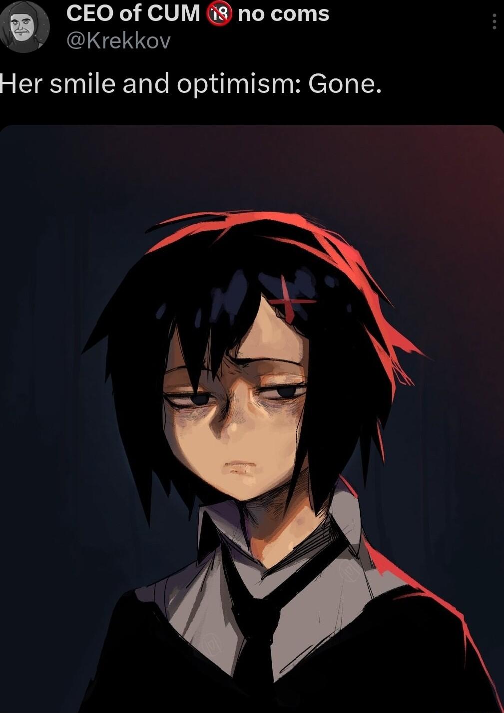 b o3 o o Fod UV NE I TR T B L QINENC Her smile and optimism Gone