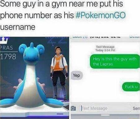 Some guy In a gym near me put his phone number as his PokemonGO username