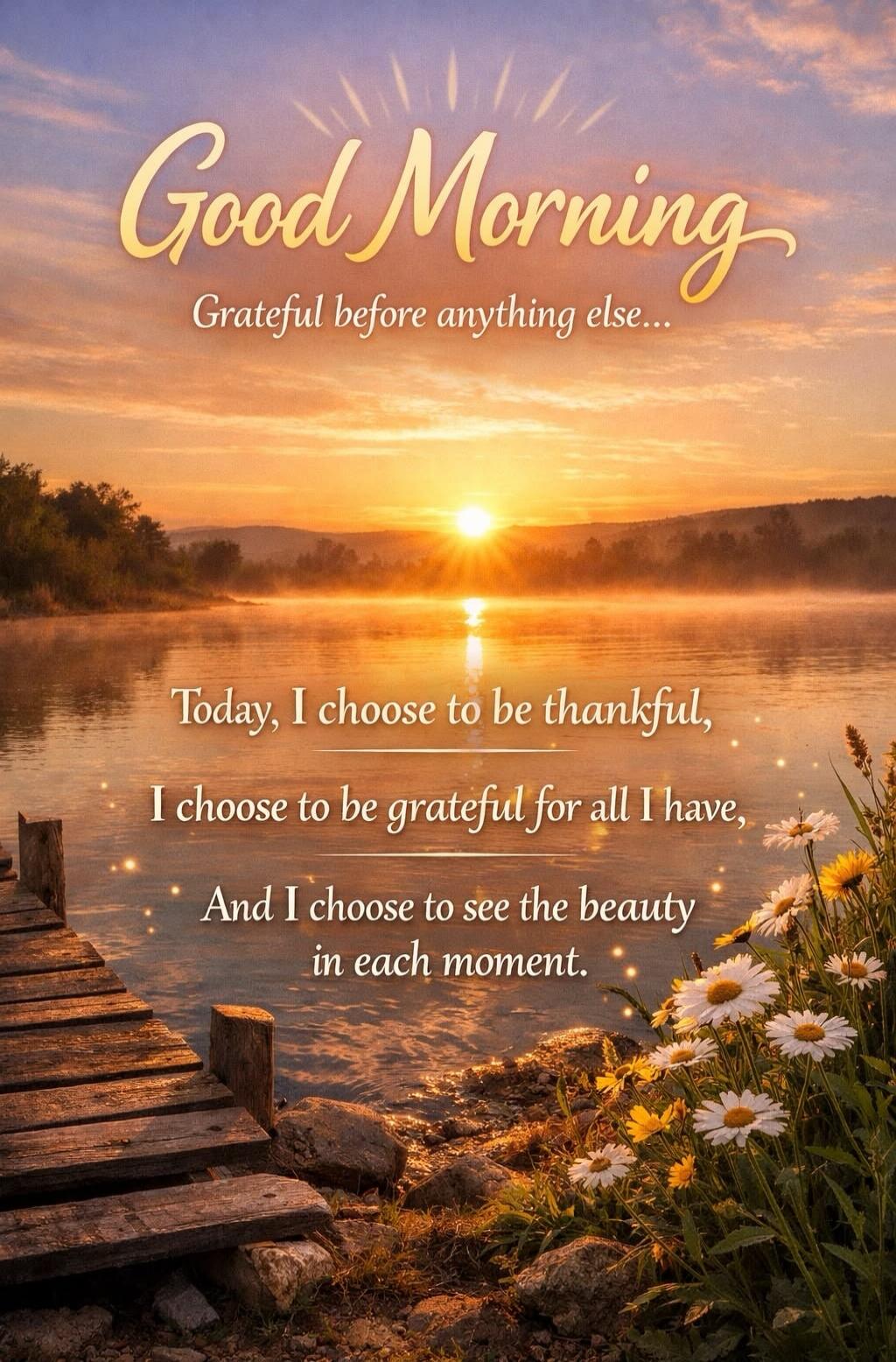 Good Morning
Grateful before anything else...
Today, I choose to be thankful,
I choose to be grateful for all I have,
And I choose to see the beauty
in each moment.